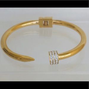 Gold plated , nail bracelet w/ CZs.